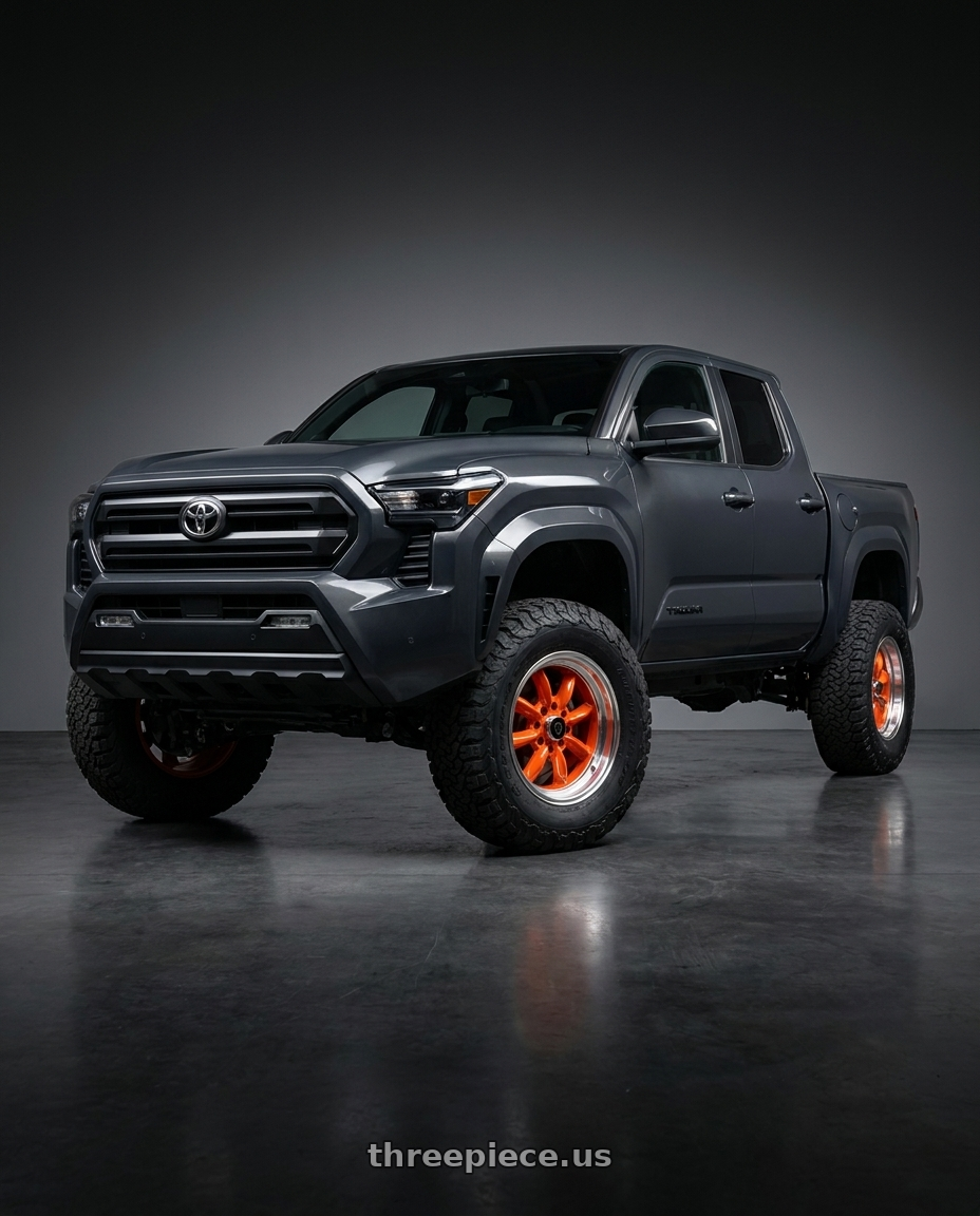 toyota tacoma 4th gen 2024 sr rwd with G - LINE ALLOYS G8014 4x100/4x114.3 15x8+20 ORANGE / MACHINED wheels