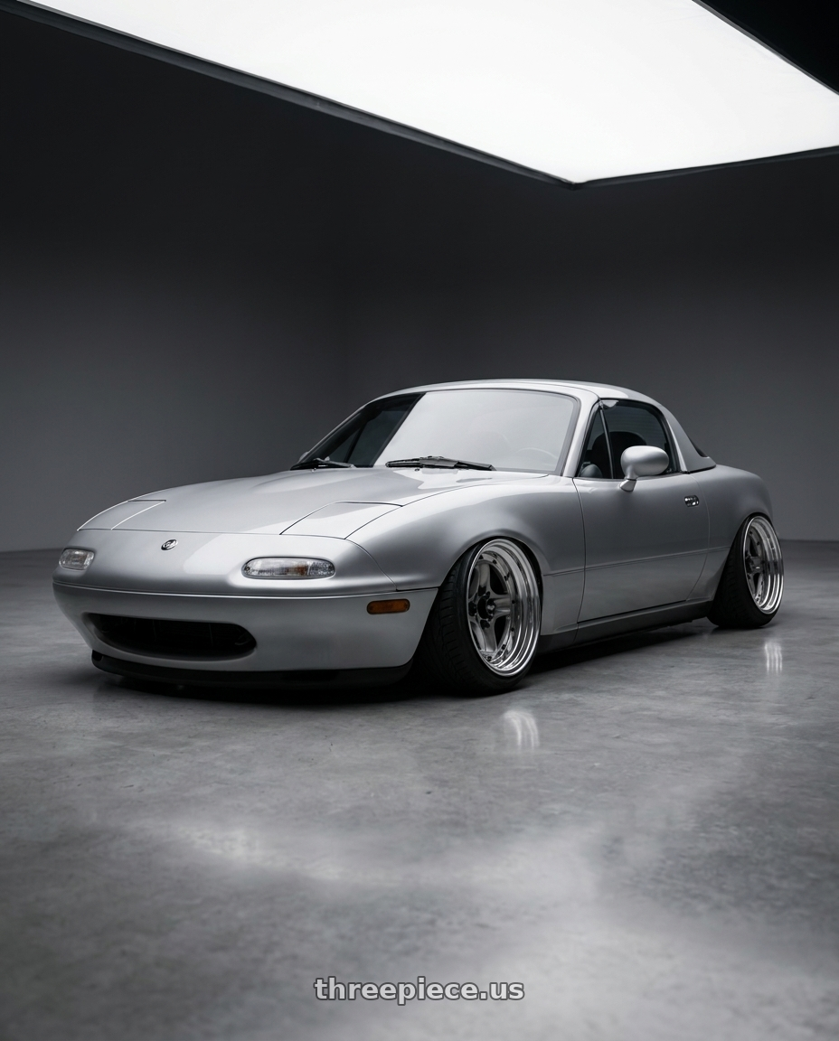 1997 Mazda Miata  with Work Equip 40 4x100 15x6 -3 a disk Brut Silver wheels