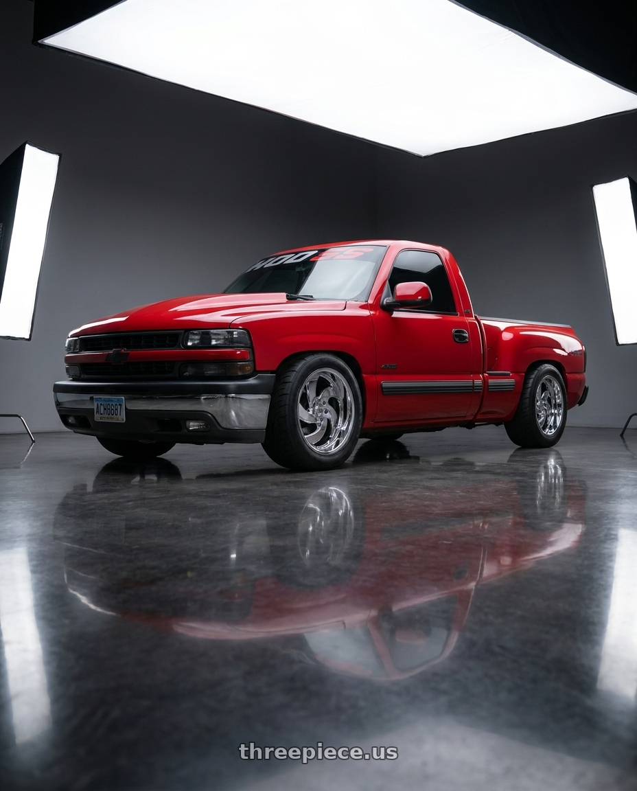 2003 Chevy single cab with Strada Street Classics RETRO 5 5x114.3 / n/a 20x8.5 35MM Chrome wheels