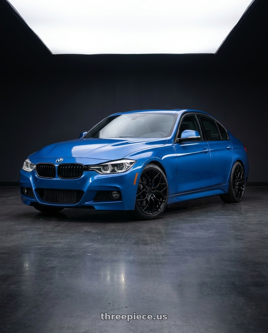 2016 BMW 328i xDrive with REPLICA WHEELS R8755 5x120 18x8 +35 Gloss Black wheels