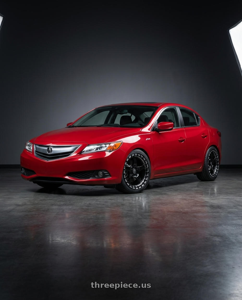 2012 Acura ILX with Forgestar D5 Beadlock 5x114.3 17x10 0 Gloss Black Machined wheels front three quarter view lowered stance