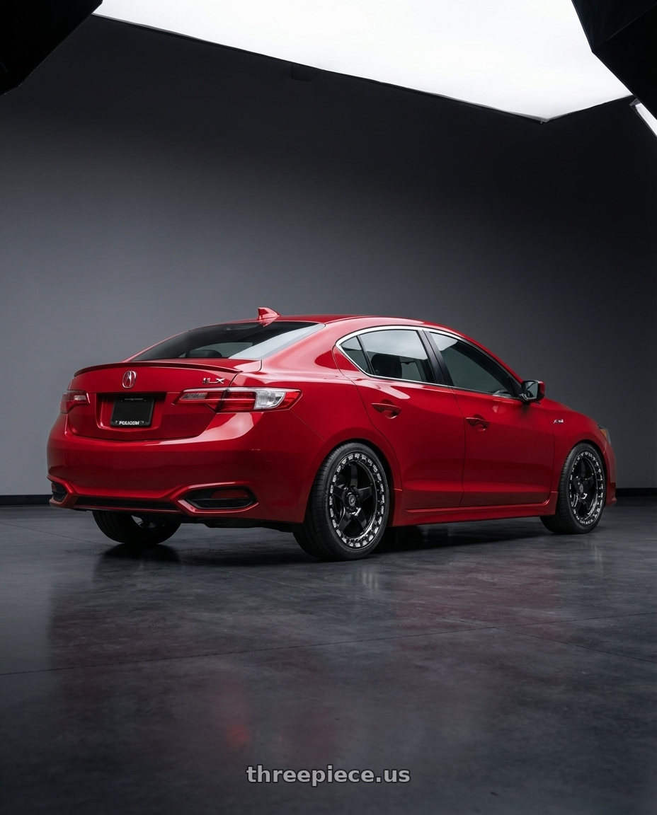 2012 Acura ILX with Forgestar D5 Beadlock 5x114.3 17x10 0 Gloss Black Machined wheels rear three quarter view square tires
