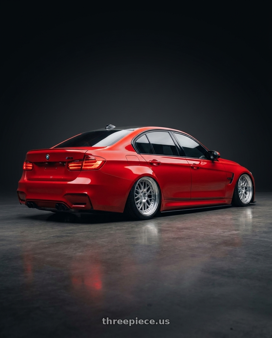 2016 bmw m3 with ESR Wheels SR SERIES SR01 5x120 19x8.5 +30 Hyper Silver wheels rear three quarter view slight stretch tires