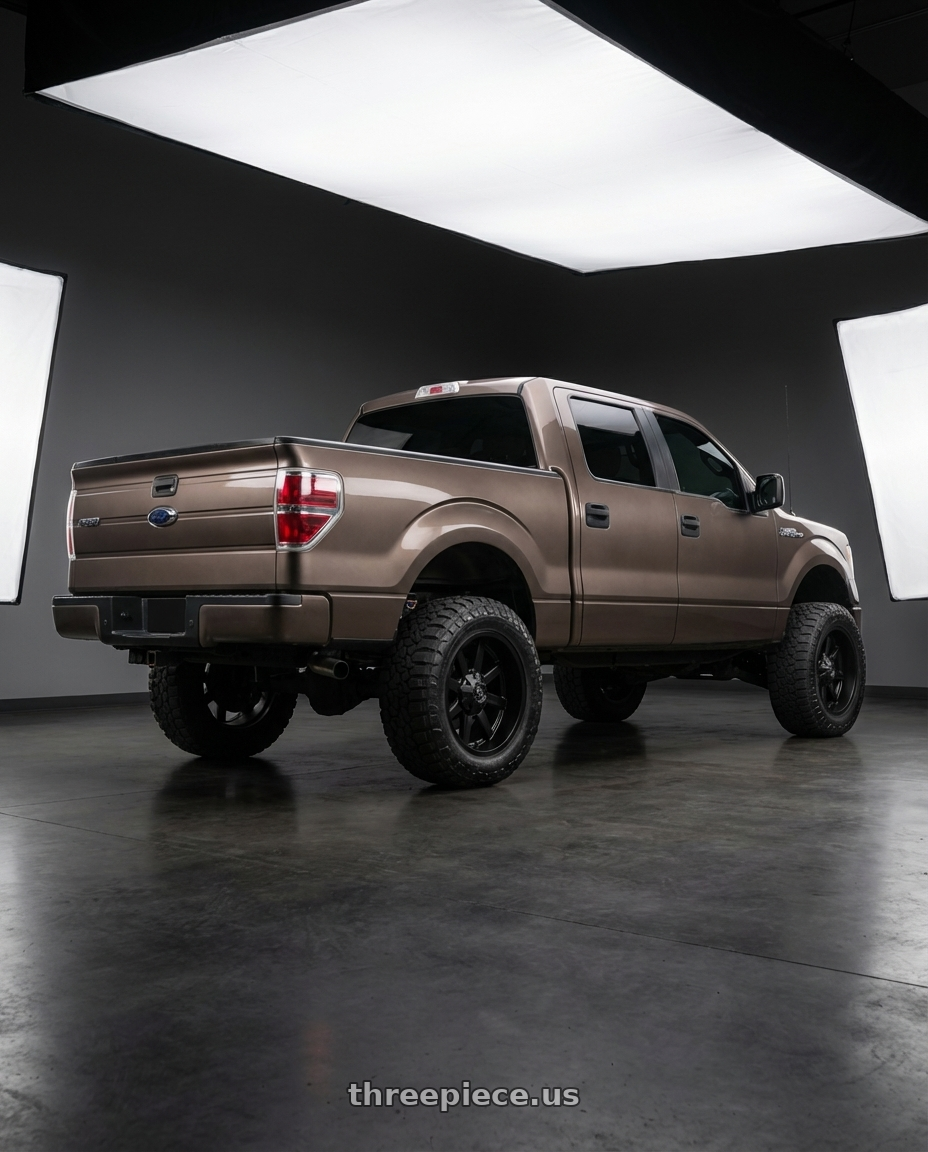 2013 Ford F-150 with Fuel 1PC D436 MAVERICK 6X135/6X139.7 22X9.5 +20 SATIN BLACK wheels rear three quarter view meaty tires