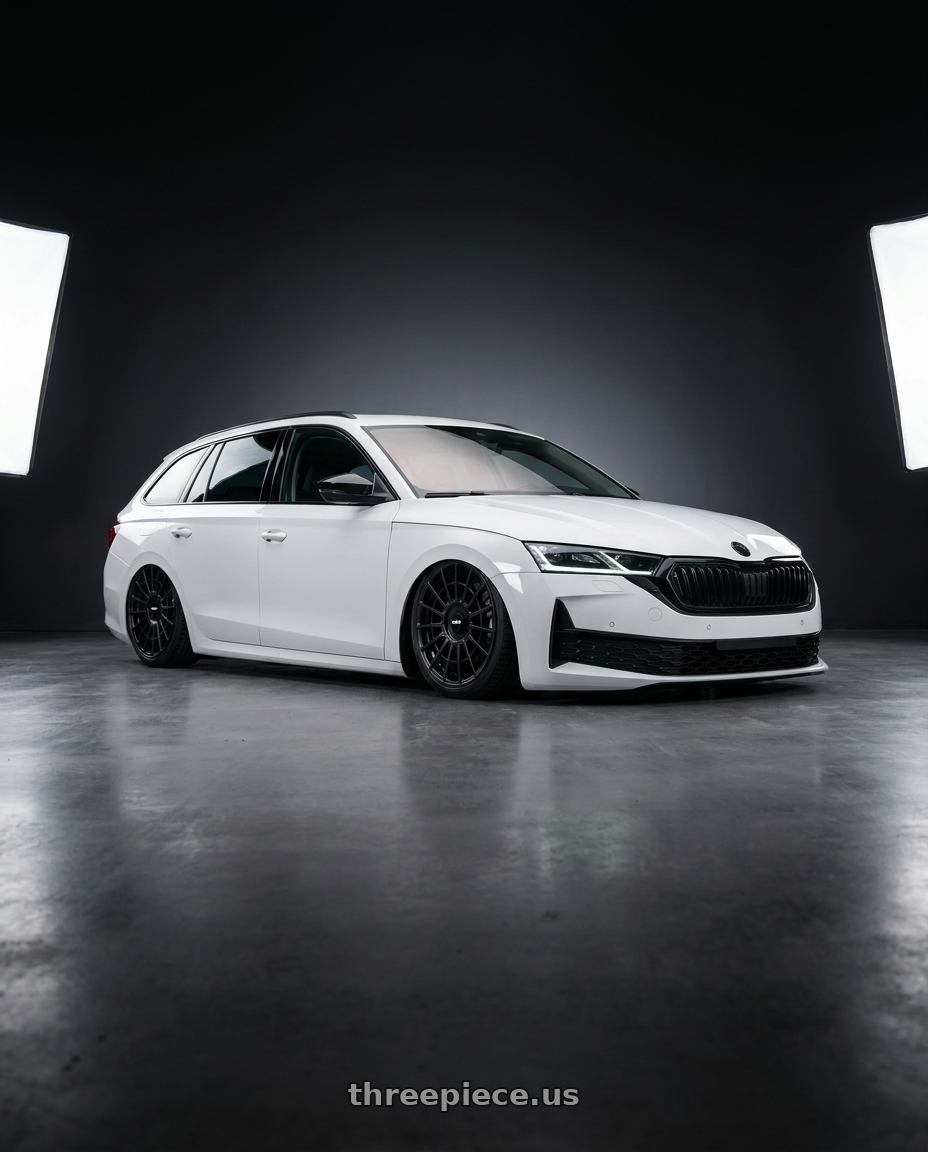 2025 SKODA OCTAVIA with Rotiform 1PC R142 LAS-R 5X112/5X114.3 19X8.5 +35 MATTE BLACK wheels