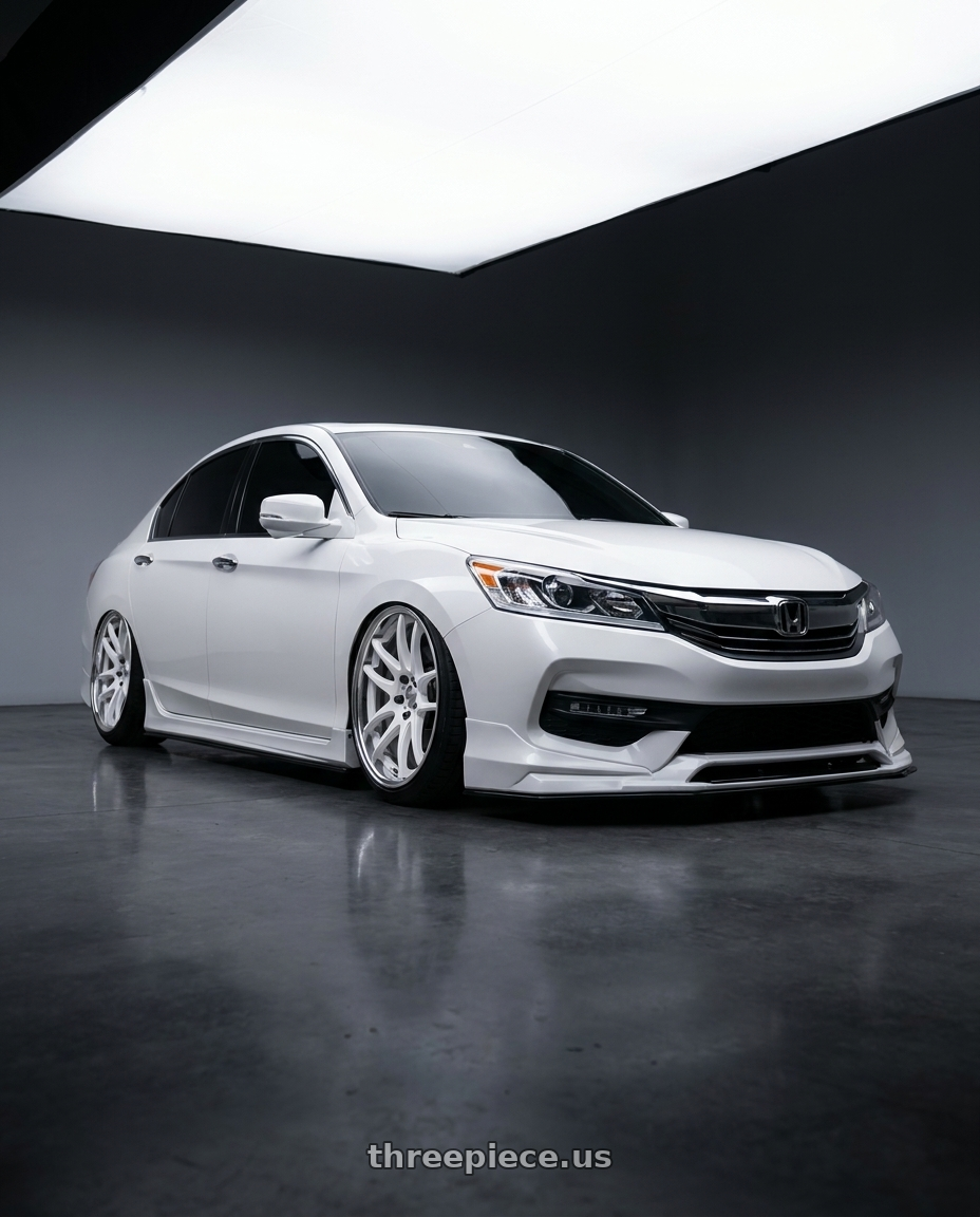 2016 Honda accord with Work Cr 2P 5x114.3 19x7.5 +45 Gloss White wheels
