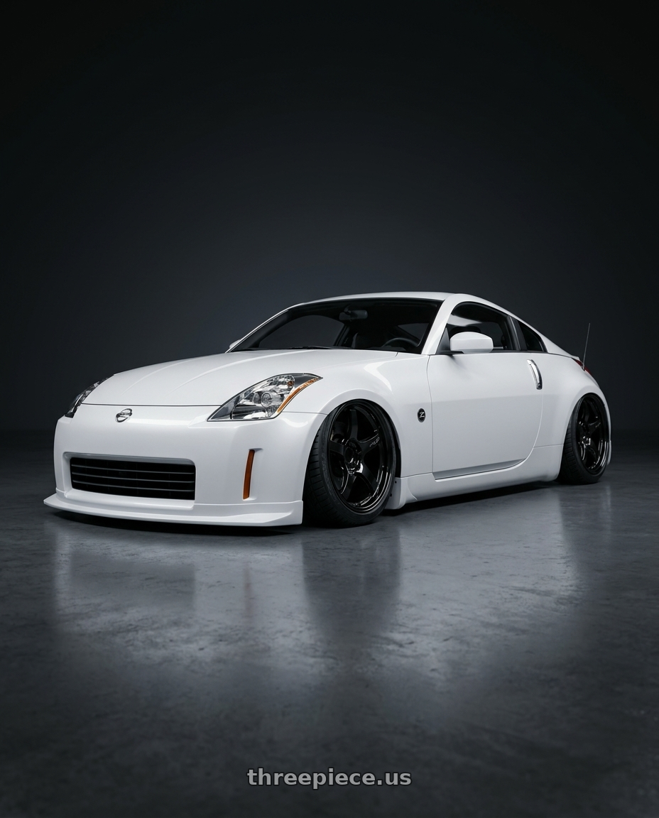 2005 Nissan 350z with Gram Lights 57CR 4x100 15x8+28 Glossy Black wheels