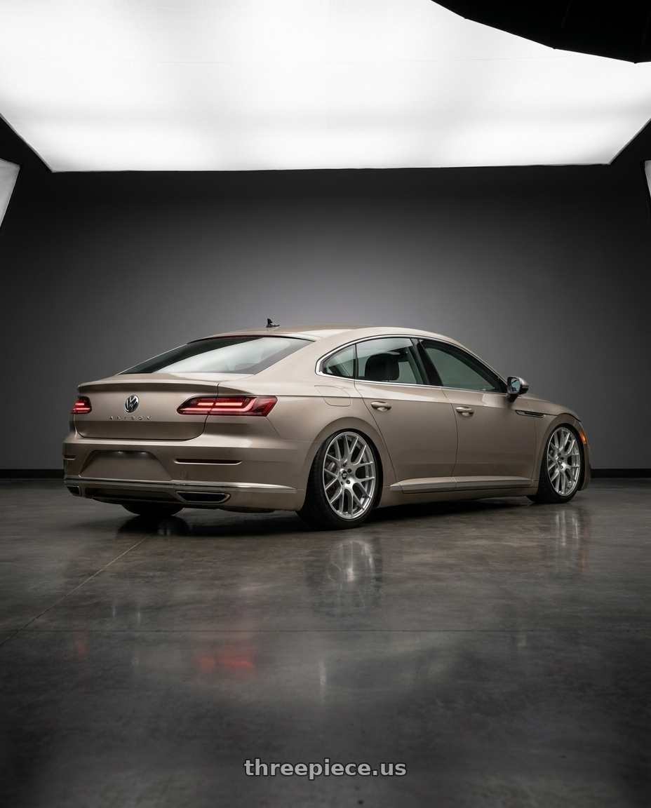 2021 Vw arteon with Enkei Raijin 5x114.3 19x8+40 Hyper Silver wheels rear three quarter view slight stretch tires