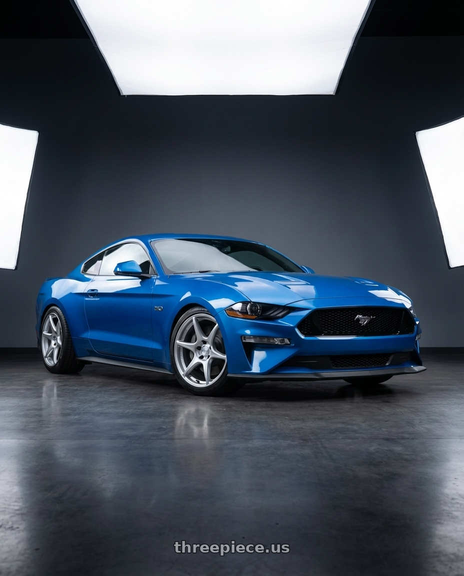 2022 Ford Mustang GT with Kansei K11S Tandem 5x114.3 19x10.5 12 Hyper Silver wheels