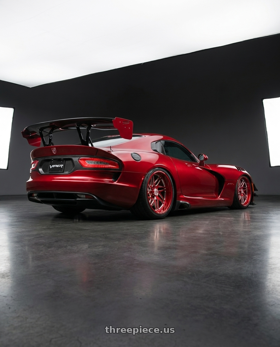2017 Dodge viper with Gear Forged GF761RT 8x165.1 22x12 -44 A262234 wheels rear three quarter view slight stretch tires