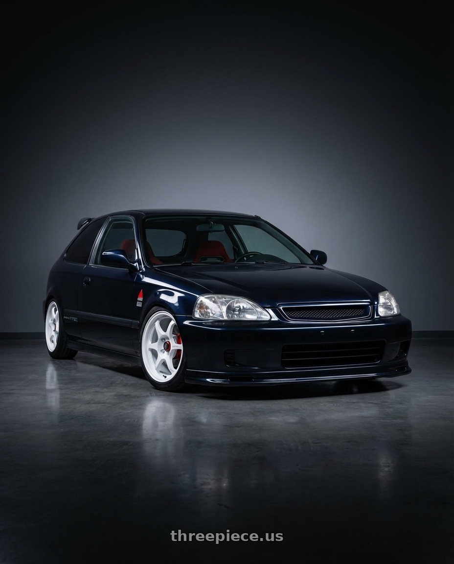 1996 Honda Civic with Enkei PF06 4x100 15x8+25 White Machined wheels