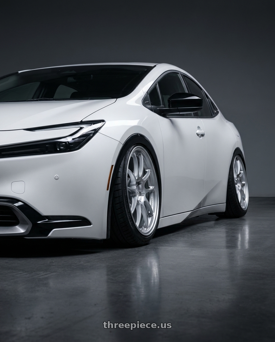 2025 Toyota Prius PHEV 鉑鑽白 with Enkei PF01 5x114.3 18x8.5+35 Silver wheels