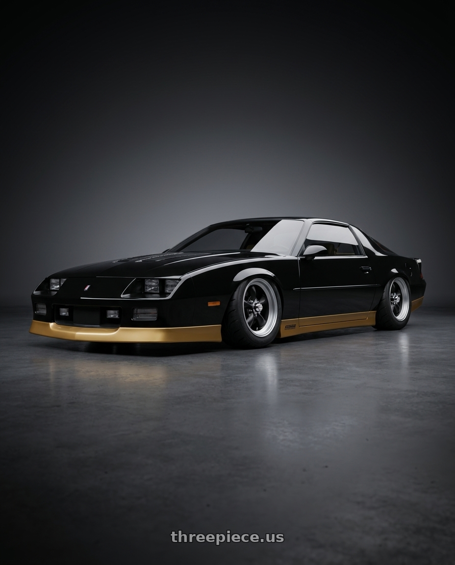 1988 Chevy Camaro with American Racing Vintage VN105 TORQ THRUST D 5X114.3 14X6 -2 SATIN  BLACK W/ MACHINED LIP wheels