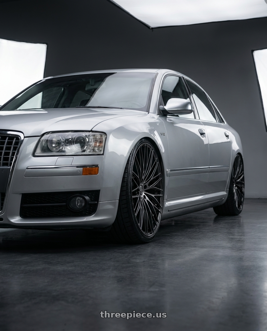 2007 Audi S8 with Arvano AV-50 Blank 24x9 +32 Gloss Black & Brushed Double Dark Tint wheels