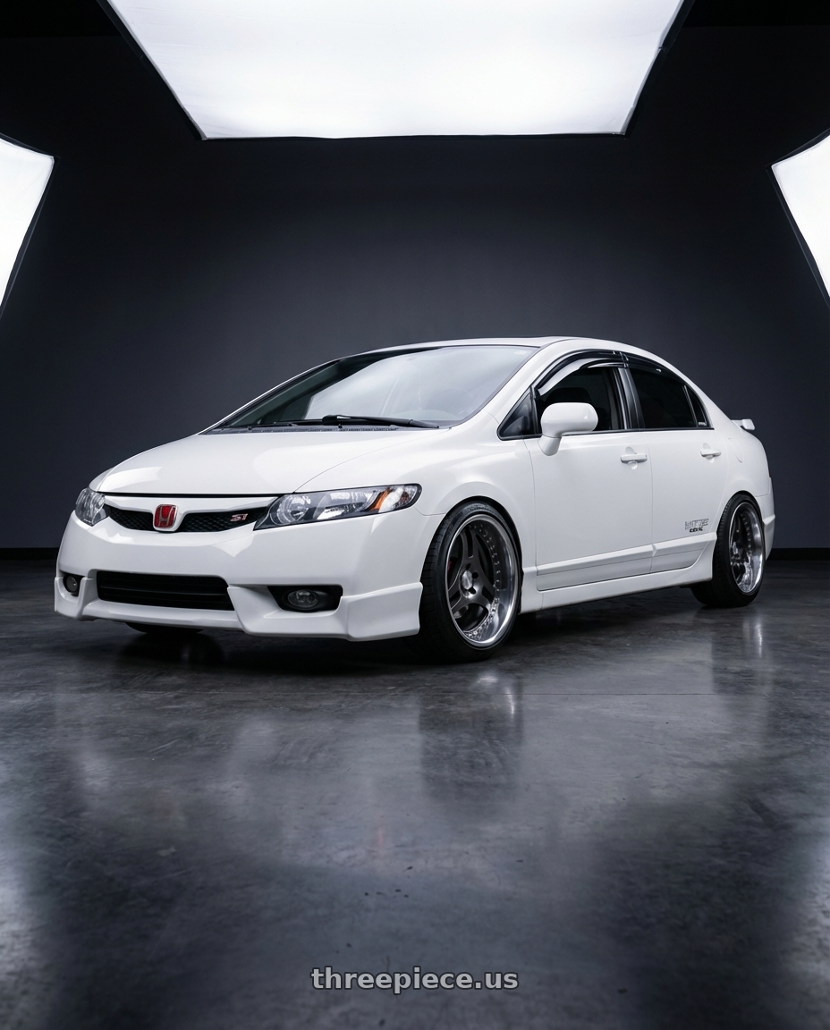 2008 Honda Civic SI with Heritage Wheel TSUKUBA wheels front three quarter view lowered stance