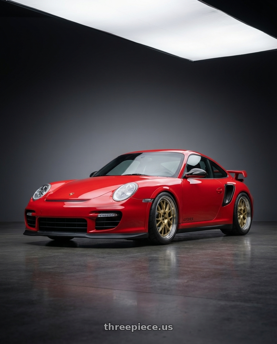 2011 Porsche 911 GT2 RS with BBS LM-R 5x120 20x9.5 +23 Gloss Black/Gold Center / Diamond Cut Lip wheels