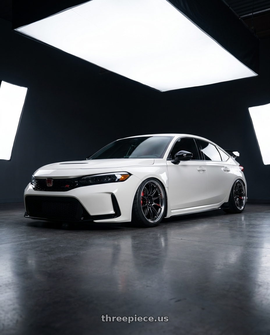 2025 Honda Civic Type R with Work Emotion Zr10 5x120 18x8.5 +47 Glim Black Diamond Rim cut wheels