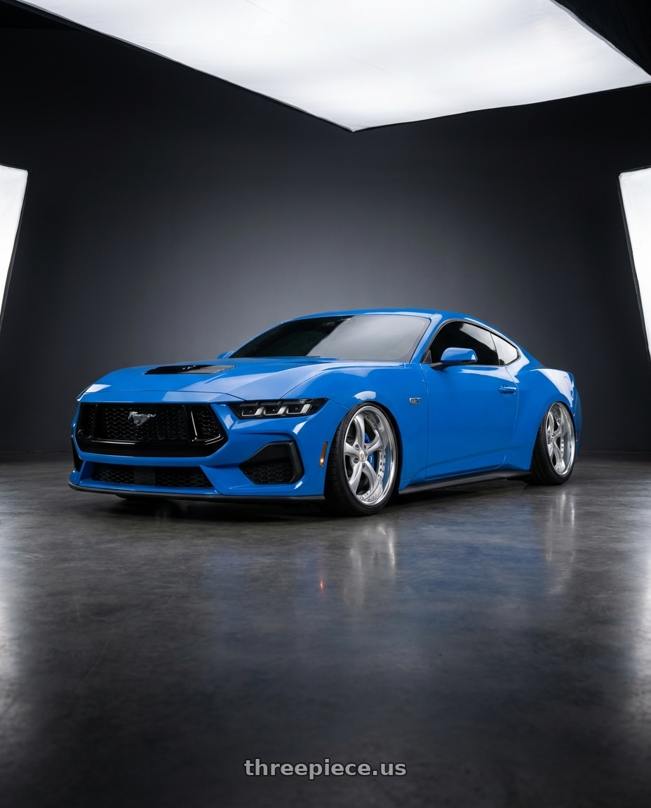 2024 ford mustang gt premium with Work Wheels VS-KF 5X114.3 19x10-30 Light Grey Silver O Disk FULL REVERSE wheels