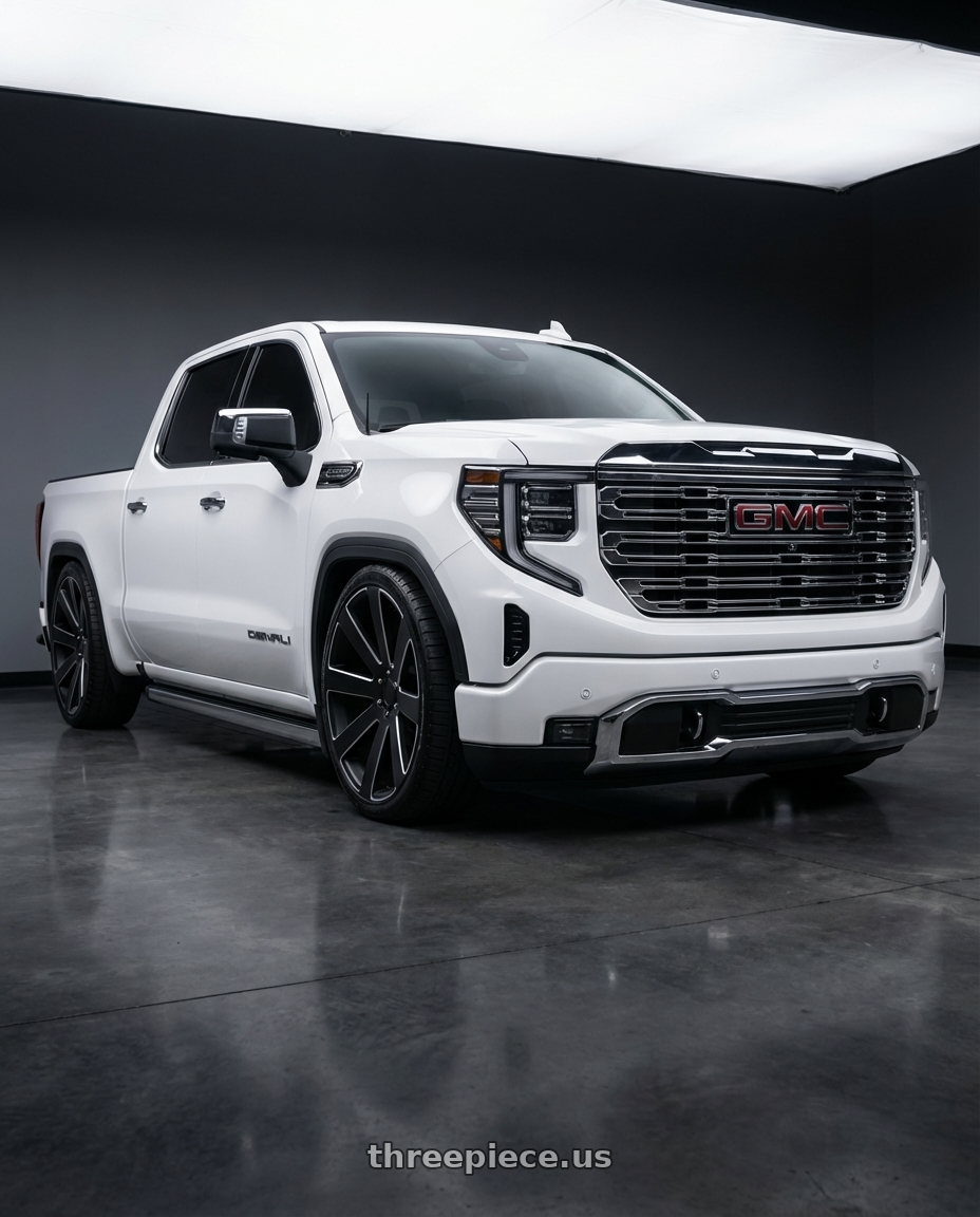 2023 gmc sierra 1500 with DUB 1PC S187 8-BALL 6X139.7 26X10 +30 MATTE BLACK MILLED wheels