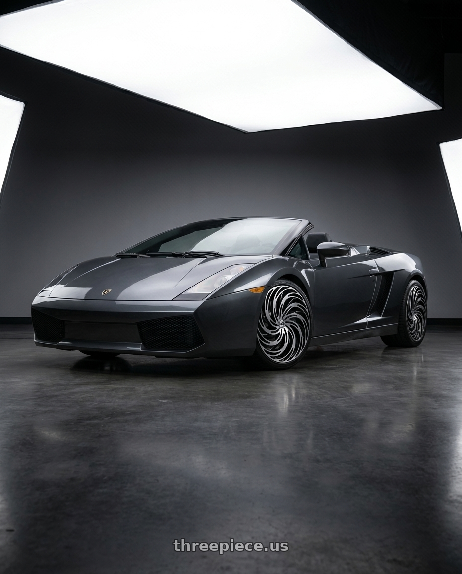 2007 Lamborghini gallardo with Azara AZA-531 5x112 / 5x114.3 20x8.5 +35 Gloss Black & Machined wheels