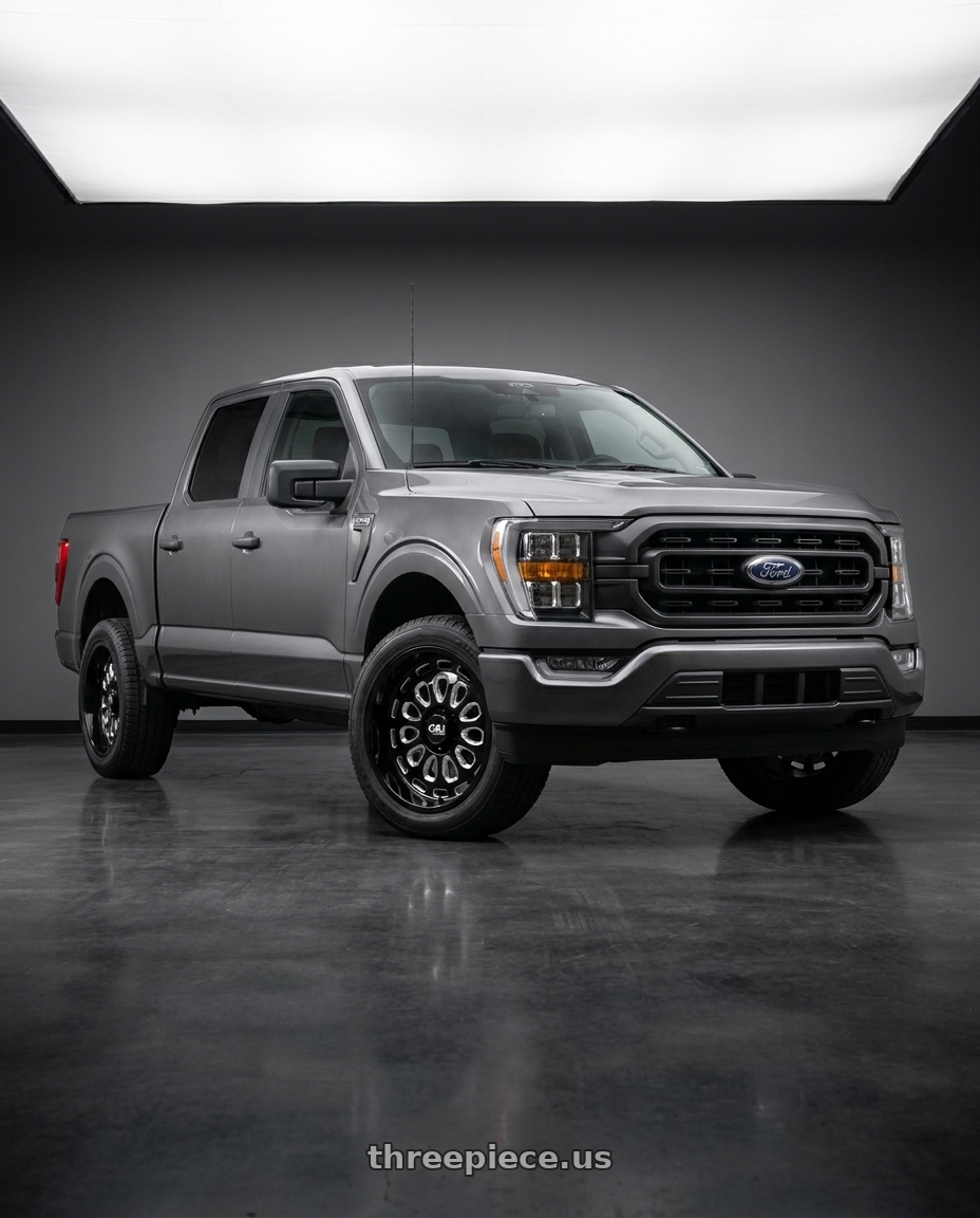 2021 Ford F-150 XL with Cali Off-Road Paradox 9113 6x135 20x9+0 Gloss Black/Milled Spokes wheels