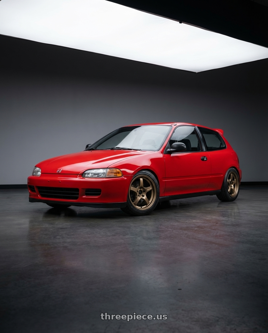 1994 Honda Civic Hatchback with Gram Lights 57CR 4x100 15x8 +28 BRONZE 2 wheels