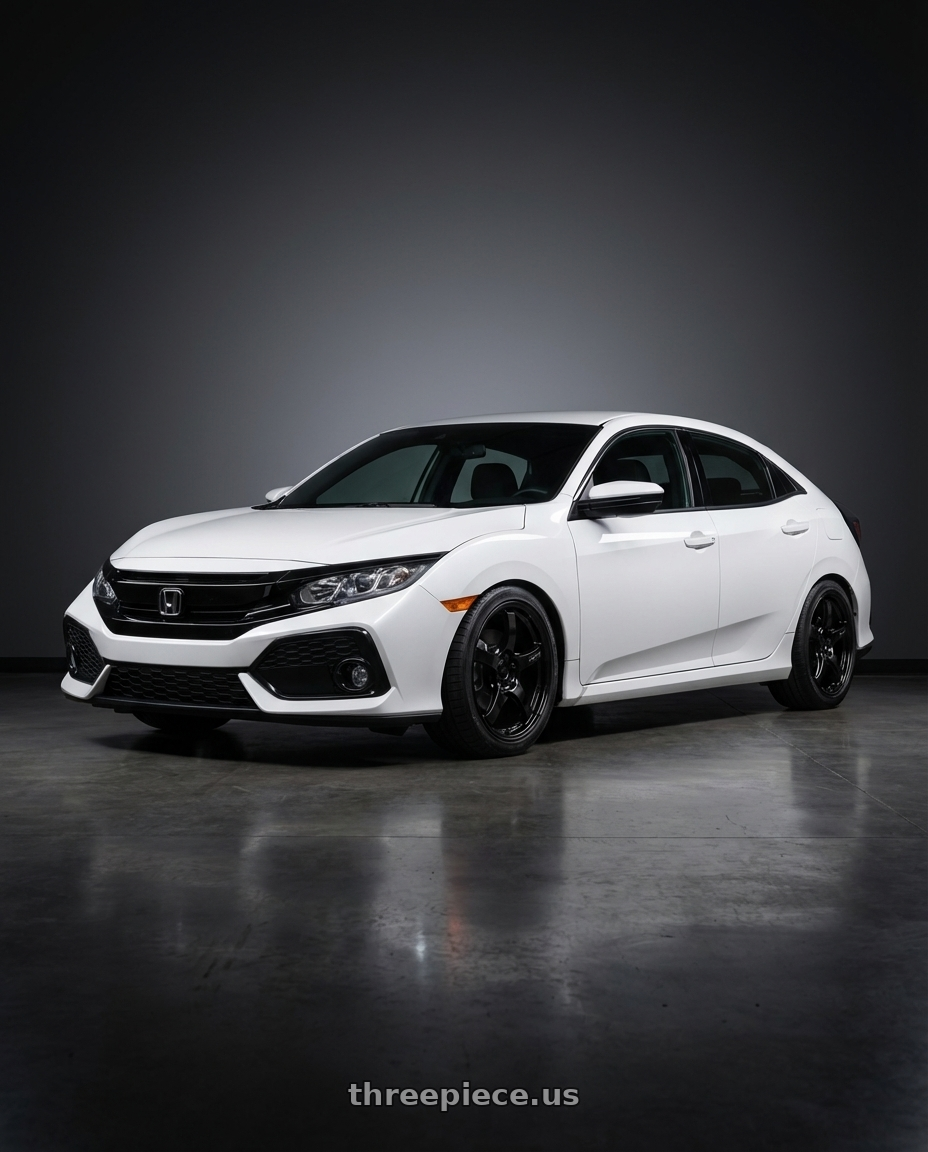 2024 Honda Civic with Gram Lights 57CR 5x114.3 18x8.5+50 Glossy Black wheels