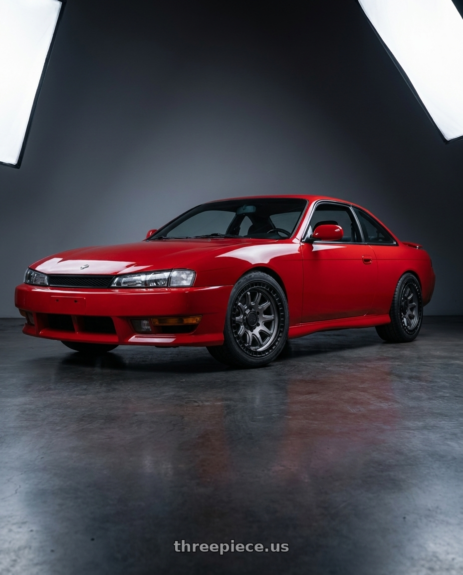 Nissan 240sx 1999 with Black Rhino CALICO 5X127 17X8.5 +34 MATTE GUNMETAL W/ MATTE BLACK LIP wheels