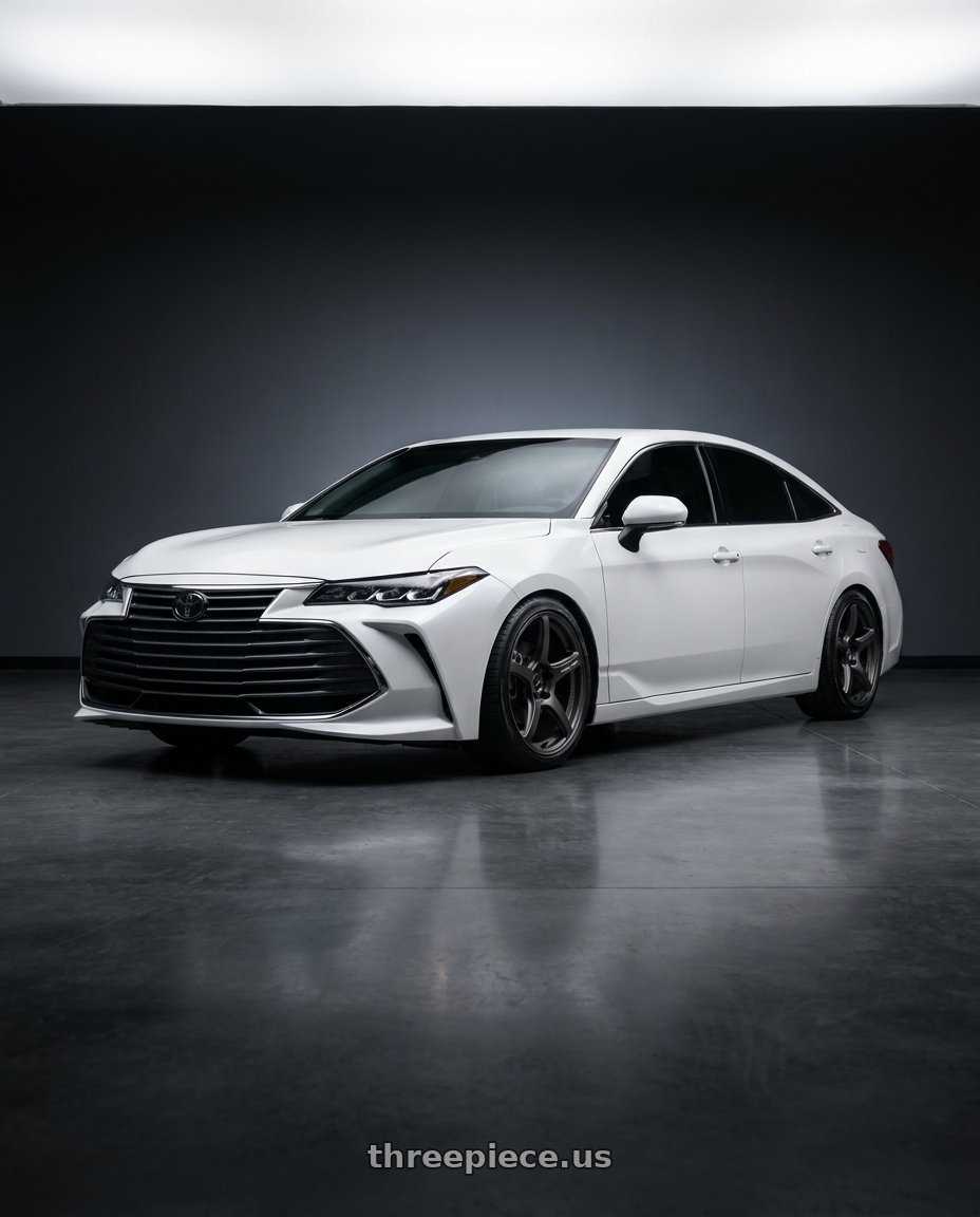 2022 Toyota Avalon xle white with Work Emotion T5r 5x114.3 19x8.5 +35 Matte Graphite wheels
