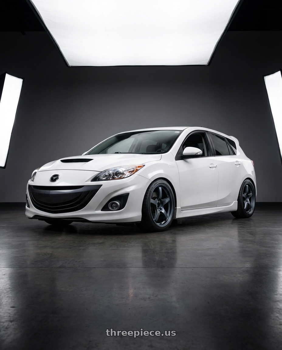 2012 Mazda Mazdaspeed3 with Gram Lights 57CR 5x114.3 18x9.5+22 Gunblue II wheels