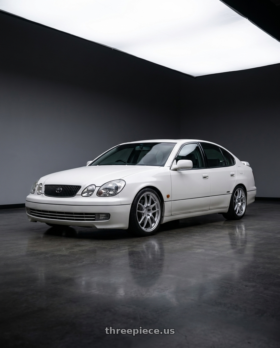 1998 Toyota Aristo V300 in with Enkei PF01 5x114.3 18x8.5+48 Silver wheels