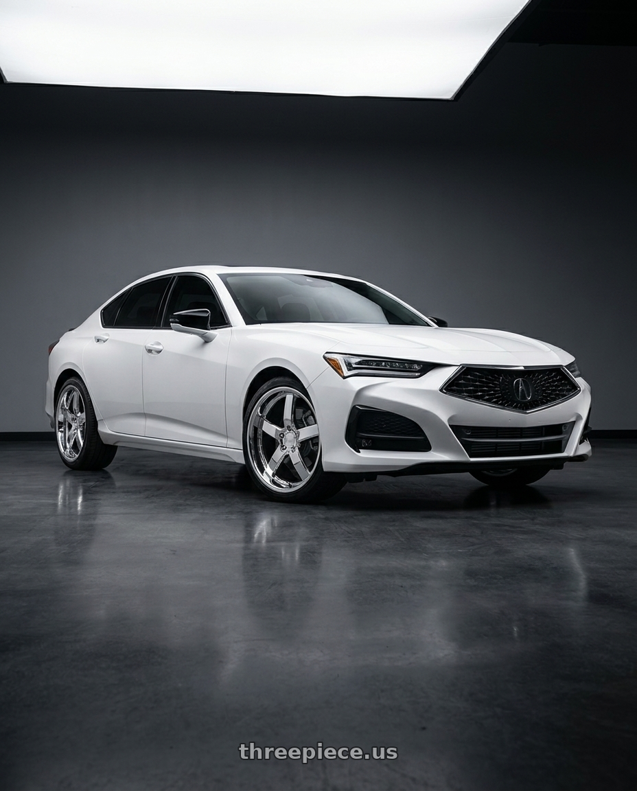2021 Acura TLX Advance  White  with Niche 1PC M171 PANTANO 5X120 20X8.5 +35 CHROME PLATED wheels
