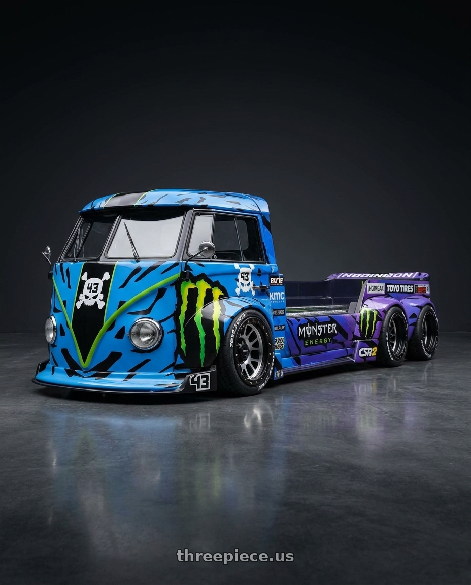 1965 Volkswagen Type 2 (T1) Single Cab Pickup with Vision Off-Road 111 Nemesis 8x170 20x9+10 Matte Black Machined Face wheels