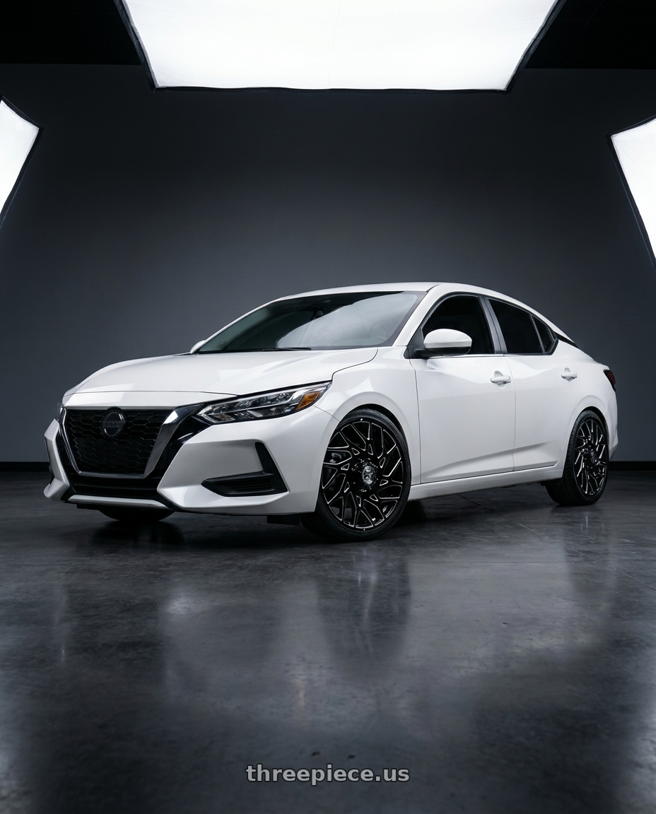 2020 Nissan Sentra with XF Dually XF-229 Dually 10x225 24x8.25 +110 Gloss Black & Milled wheels