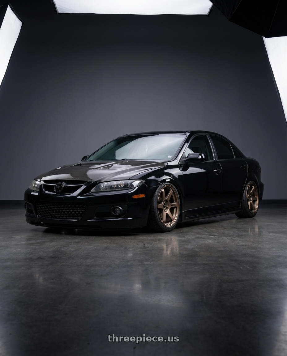 2006 Mazda, Mazdaspeed 6, Grand Touring, Black with Enkei T6R 5x114.3 18x8.5+38 Matte Bronze wheels