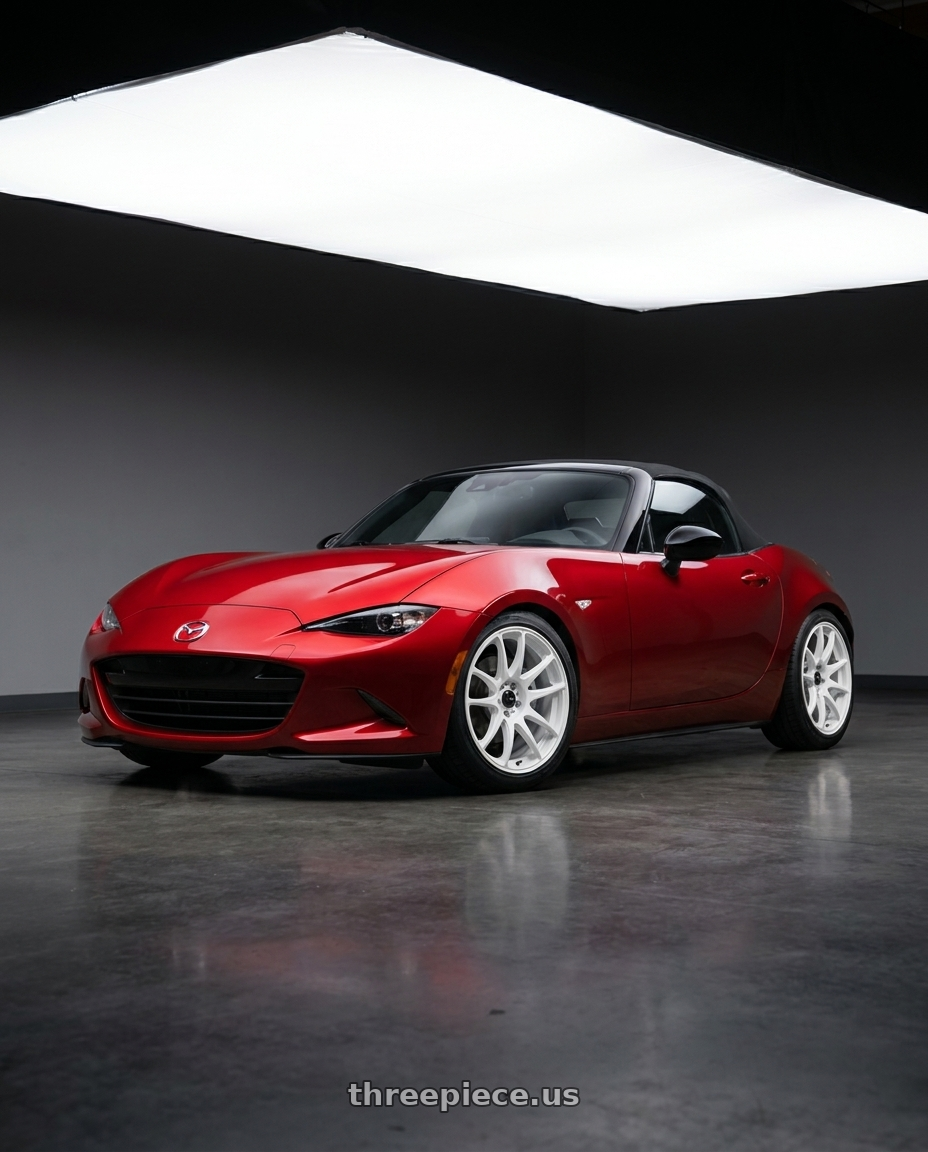 2024 mazda mx5 with Vors TR4 4x100/4x114.3 17x8  +35 White wheels