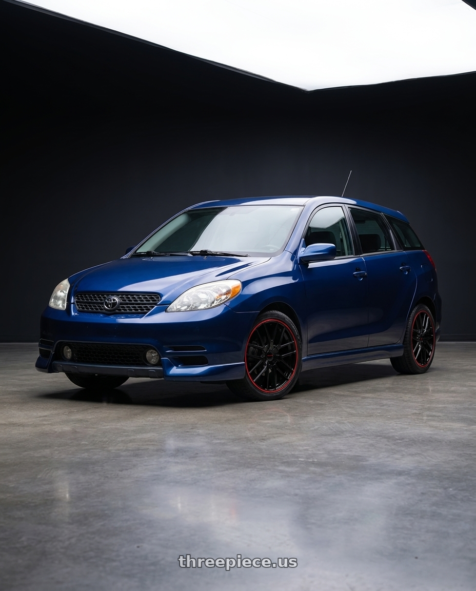 2004 Toyota Matrix with TOUREN TR60 3260 5x100/5x114.3 16x7 +42 GLOSS BLACK WITH RED RING wheels
