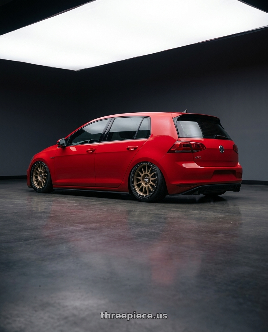 2015 Mk7 golf gti with Scale 4X4 S01 5x127 17x8.5 +0 Matte Bronze wheels rear three quarter view slight stretch tires