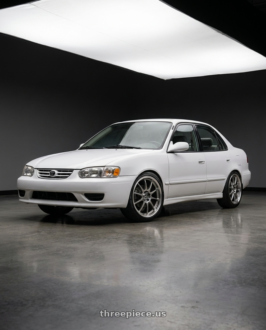 2001 toyota corolla ce with Enkei J10 4x100/114.3 17x7+42 Silver w/ Machined Lip wheels
