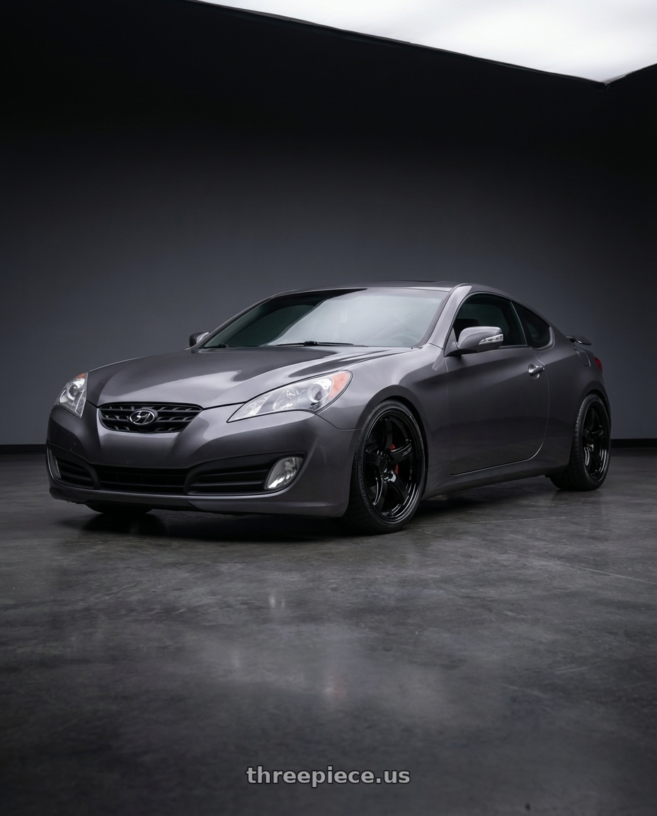 2014 Hyundai Genesis Coupe with Gram Lights 57CR 5x114.3 19x9.5+35 Glossy Black wheels