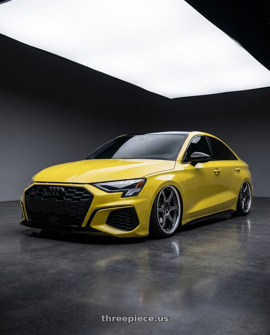 2023 Audi S3 with Ssr Reiner Type 6S 5x112 19X8 38 Hyper Disk Prism Dark Gunmetal wheels