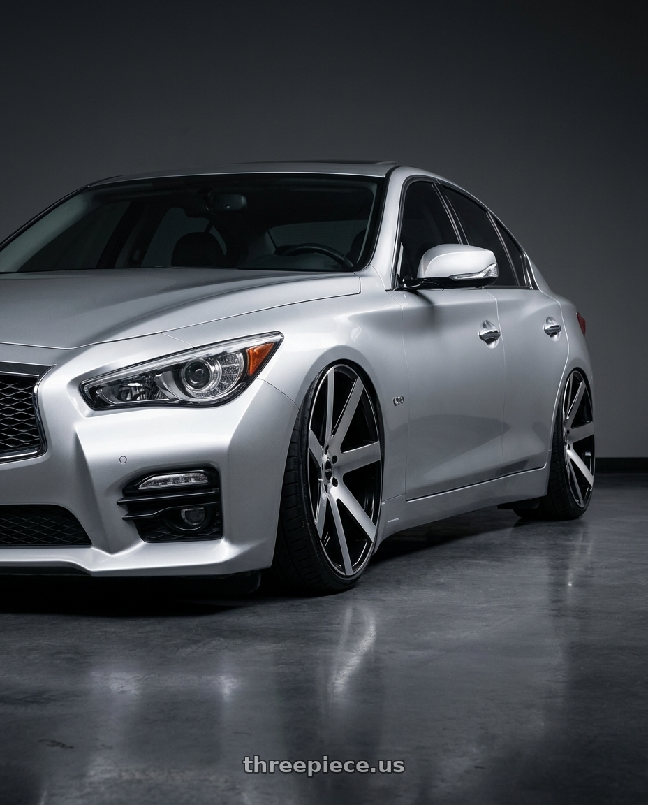 2017 Infiniti Q50 with Strada Coda 6x139.7 22x9.5 +24 Gloss Black Machined wheels