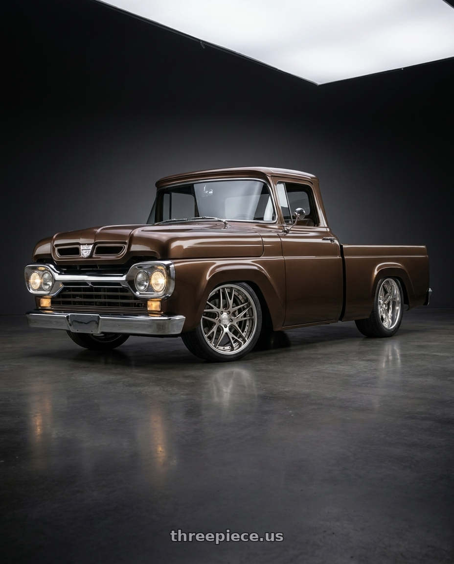 1960 ford f100 with Work Gnosis Cvx 5x114.3 20x9.5+45 H Disk Buff Finish wheels