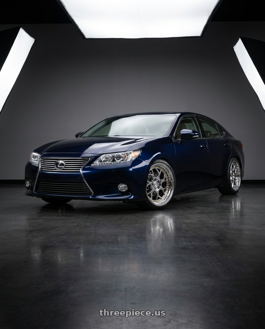 2014 Lexus ES350 with Aodhan DS01 5x114.3 18x8.5+35 Vacuum Chrome W/ Gold Rivets wheels