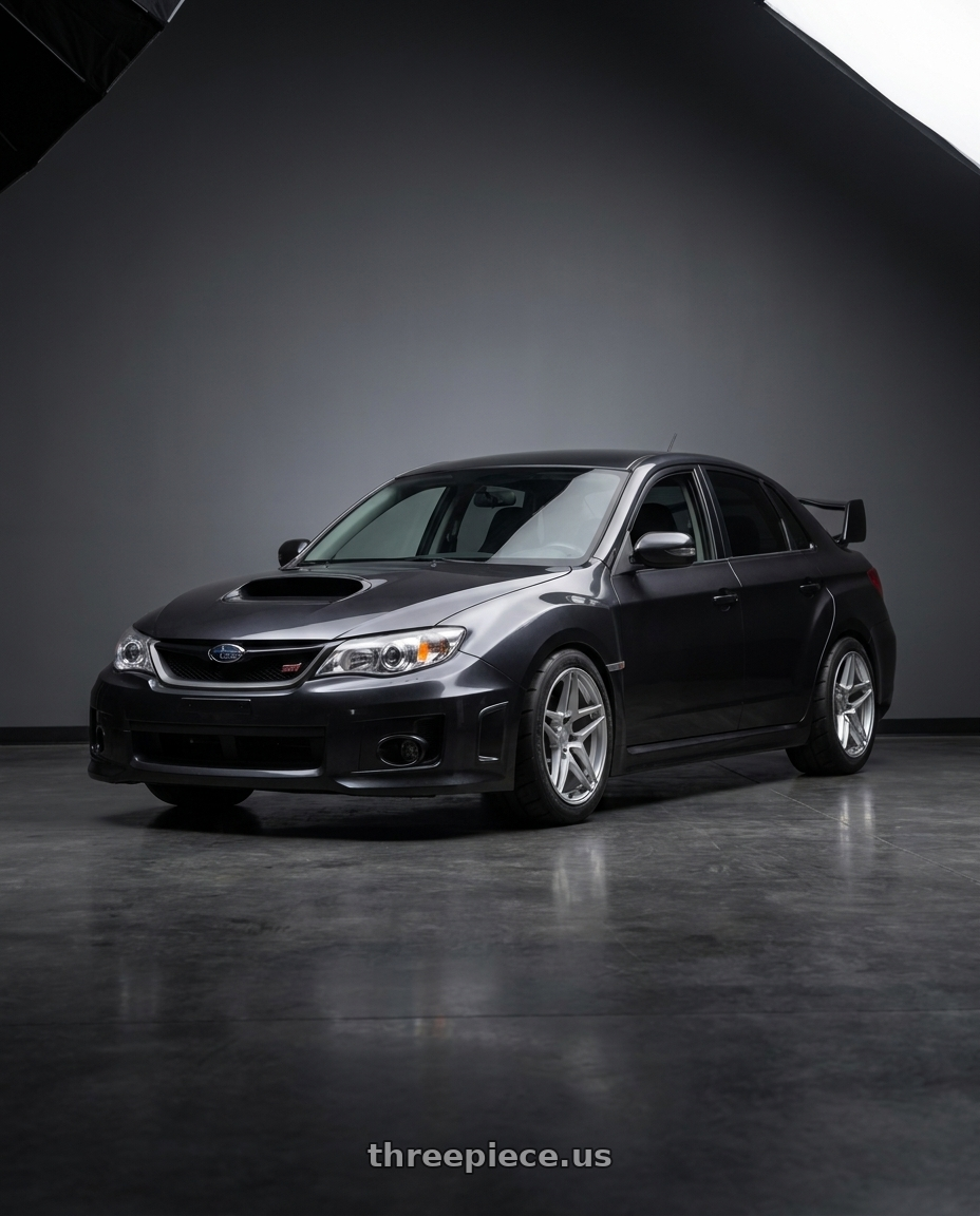 2013 Subaru Impreza STI Dark with Kansei K15H Astro 5x114.3 18x9.5 35 Hyper Silver wheels