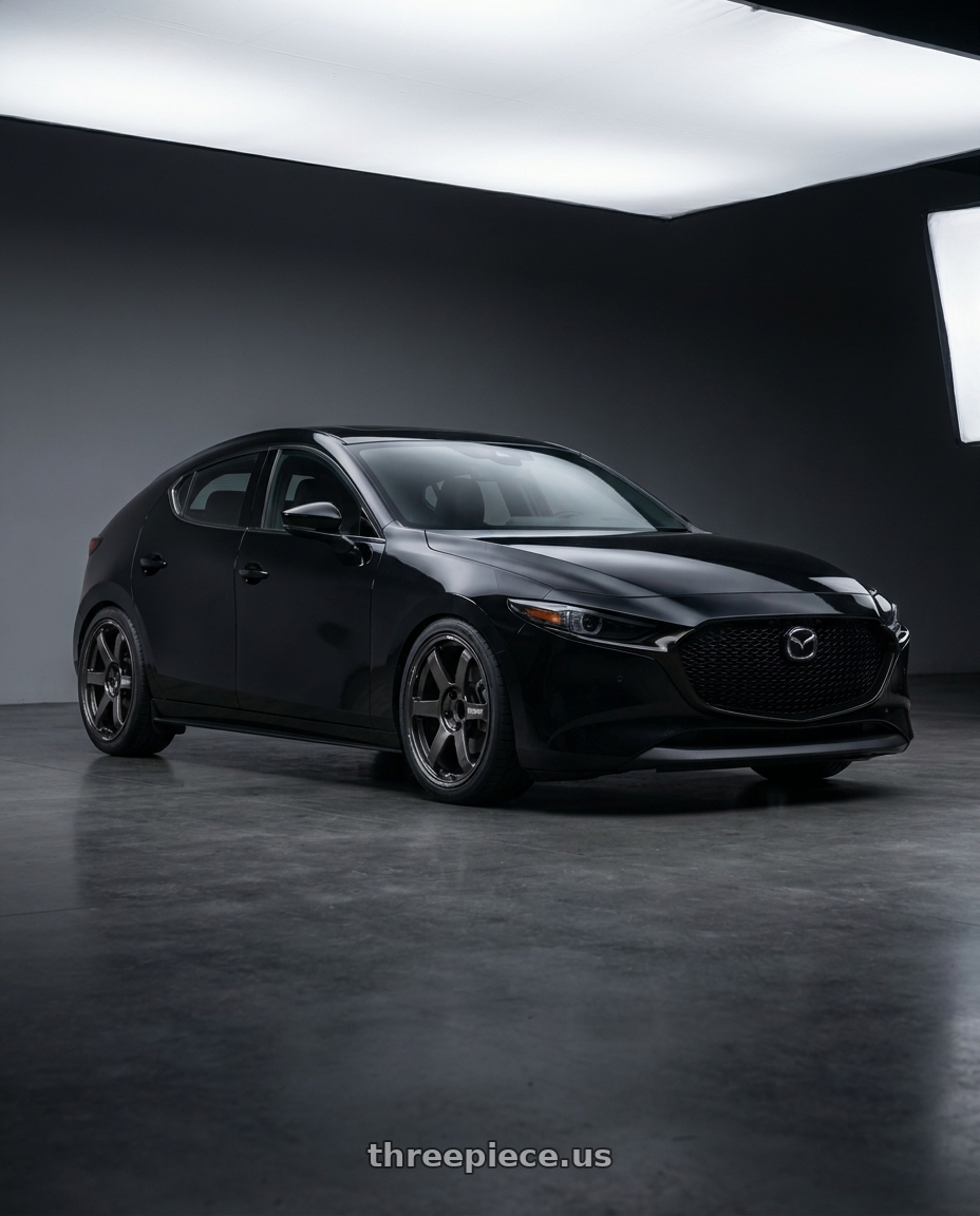 2023 mazda 3 with Volk Racing TE37 Saga S-Plus 5x114.3 18x8.0+45 Diamond Dark Gunmetal wheels