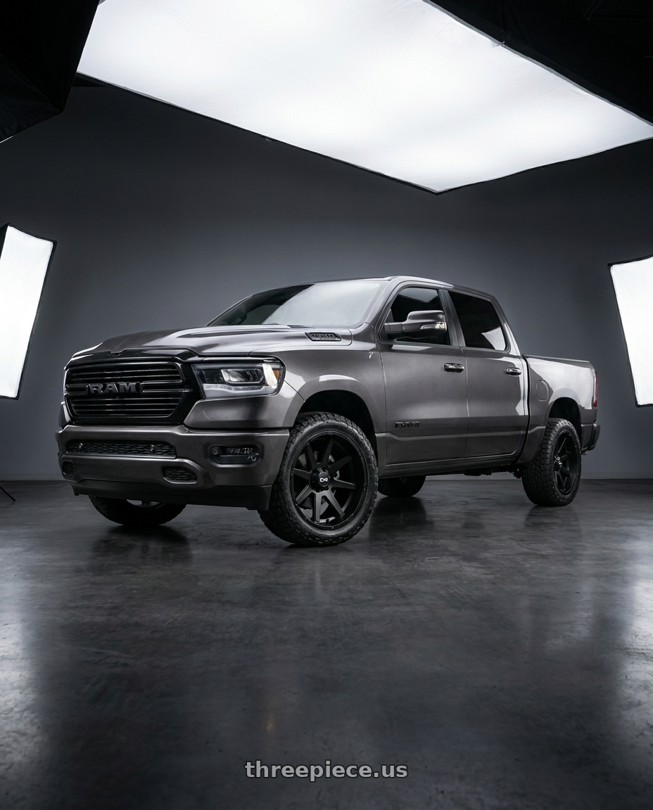 2021 Ram 1500 Laramie with Ion Type 143 6x139.7 20x9+0 Matte Black wheels