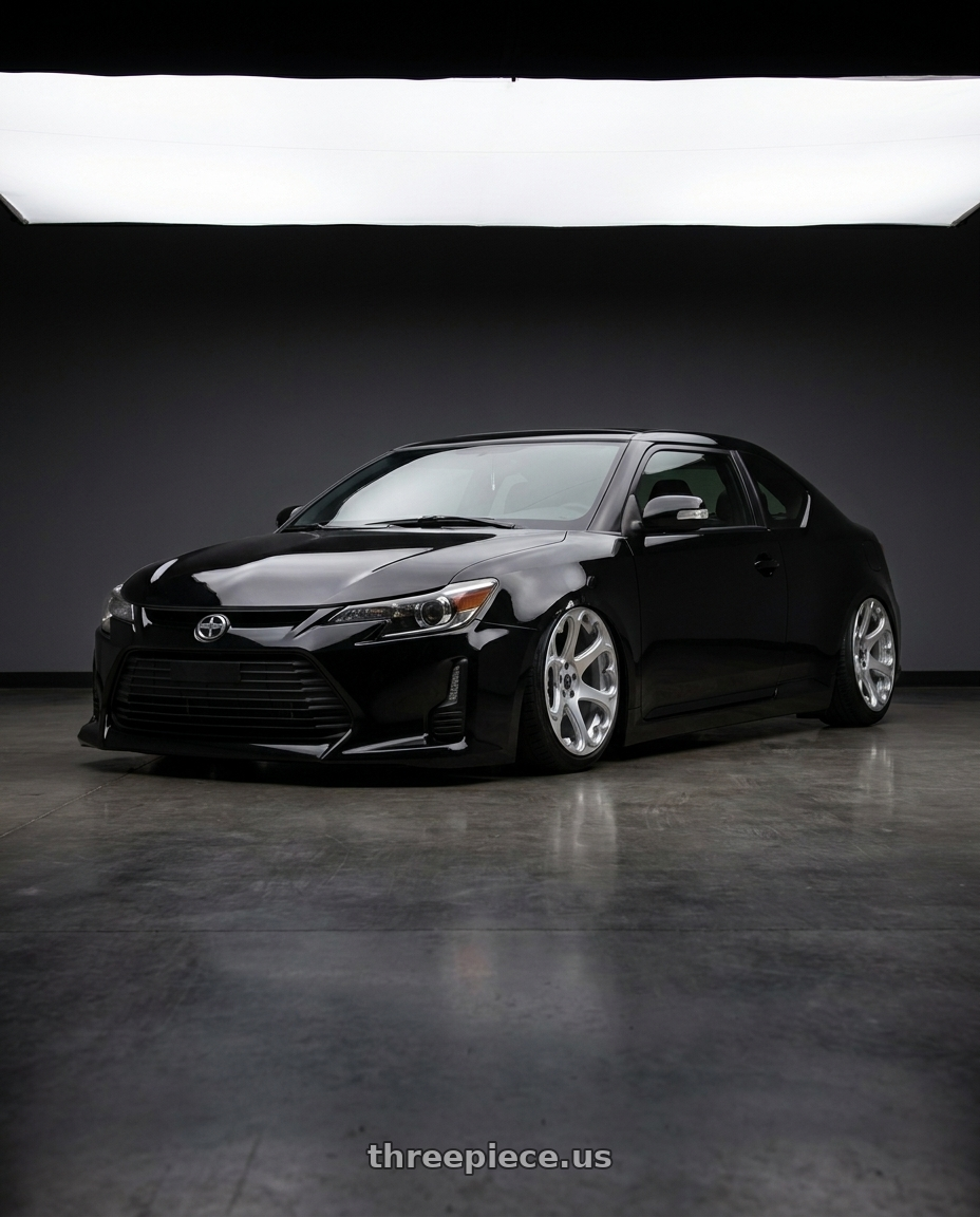 2014 Scion tc negro with Heritage Wheel Kokoro Monoc 5X100 18x9.5+38 Silver wheels