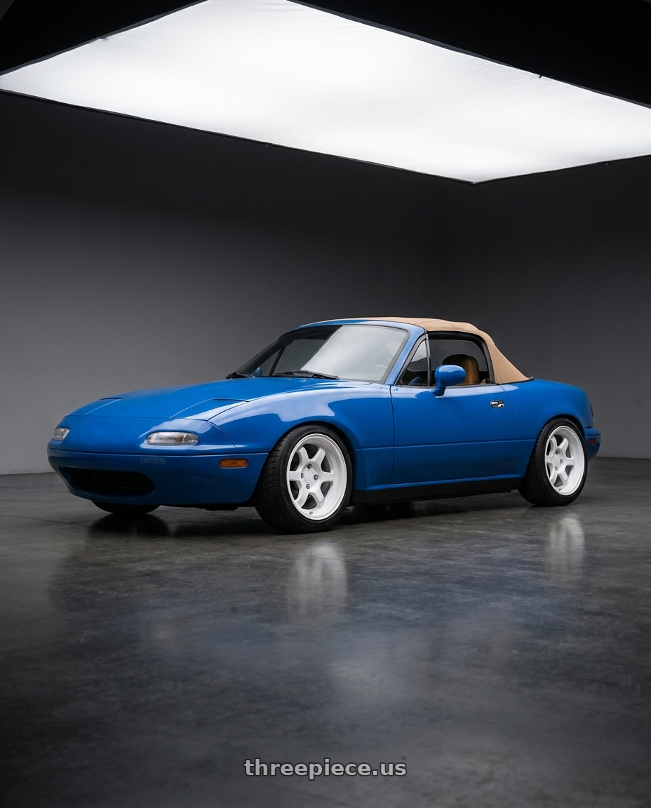 1992 NA Mazda Miata with 9six9 SIX-1 Deep 4x100 15X8 +20 Competition White wheels
