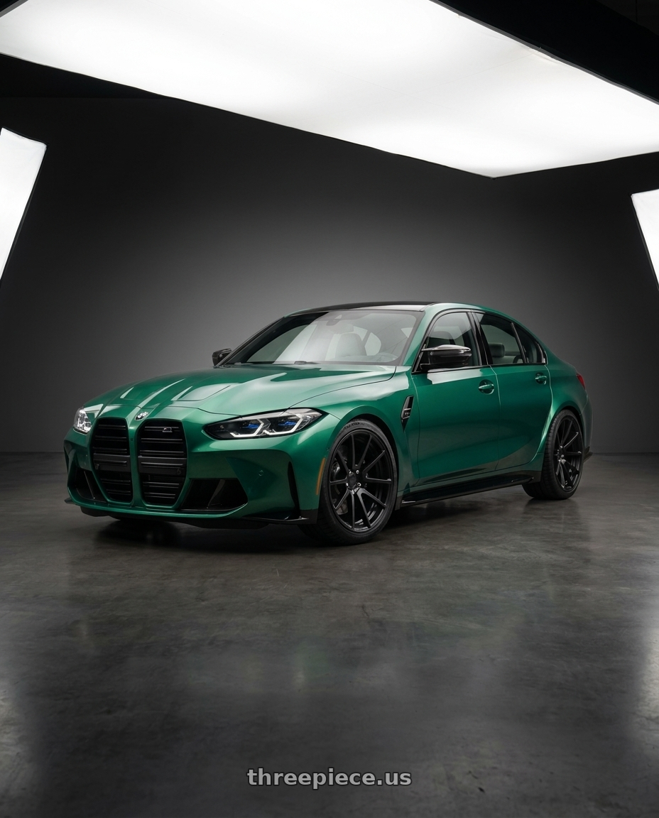 2023 Bmw G80M3 with Rotiform 1PC R122 SPF 5X112 18X8.5 +35 MATTE BLACK wheels